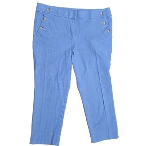 LOFT‎ Marisa The Riviera Pant Capri Pants Blue White Women's Size  12 Srtiped